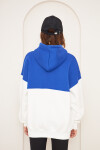 Kadın 3 İplik İçi Şardonlu Kapşonlu Uzun Oversize Sweatshirt Saks