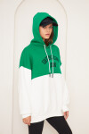 Kadın 3 İplik İçi Şardonlu Kapşonlu Uzun Oversize Sweatshirt Yeşil