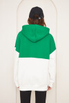 Kadın 3 İplik İçi Şardonlu Kapşonlu Uzun Oversize Sweatshirt Yeşil