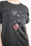 Kadın Yüz Çizim Baskılı T-Shirt 21008B1 Siyah