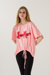 Kadın Love More Pudra Baskılı T-Shirt 21010
