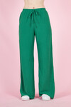 Kadın Bürümcük Kumaş Pantolon 23018 Yeşil