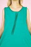 Kadın İki İplik Penye Geniş Kalıp Yazlık Elbise Cepli A Kesim Yırtmaçlı Büyük Beden 23151 Yeşil