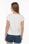 Kadın Original Baskılı Pamuklu T-Shirt 21026 Beyaz