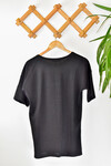 Kadın Tekne Baskılı Oversize T-Shirt 21007B3 Siyah