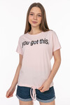 Kadın you got this Baskılı T-Shirt 21028 Pudra