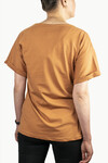 Kadın Yüz Çizim Baskılı T-Shirt 21008B1 Taba