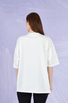 Kadın Kabartma Nakışlı Kompak Oversize Tişört 23126 Beyaz
