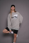 Kadın Oversize Baskılı Uzun Sweatshirt 24539 Çağla