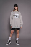 Kadın Oversize Baskılı Uzun Sweatshirt 24539 Çağla